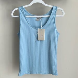 ICHI - SIZE MED - Light Blue - Textured Button - Tank Top - New!